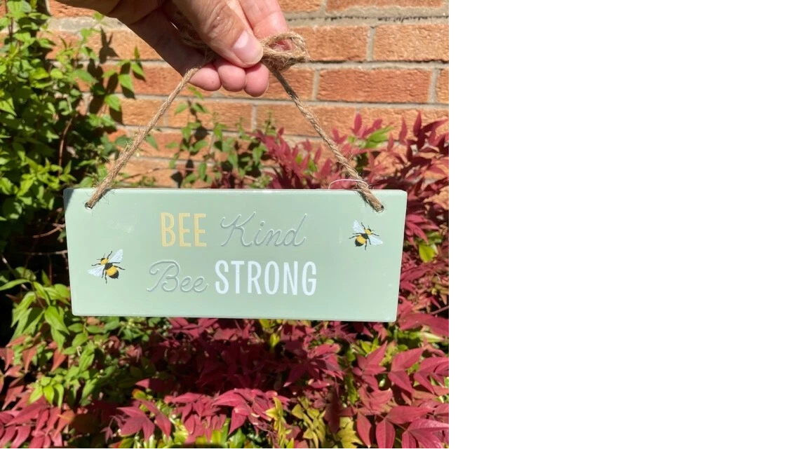 Bee Kind Bee Strong Ceramic Hanging Sign