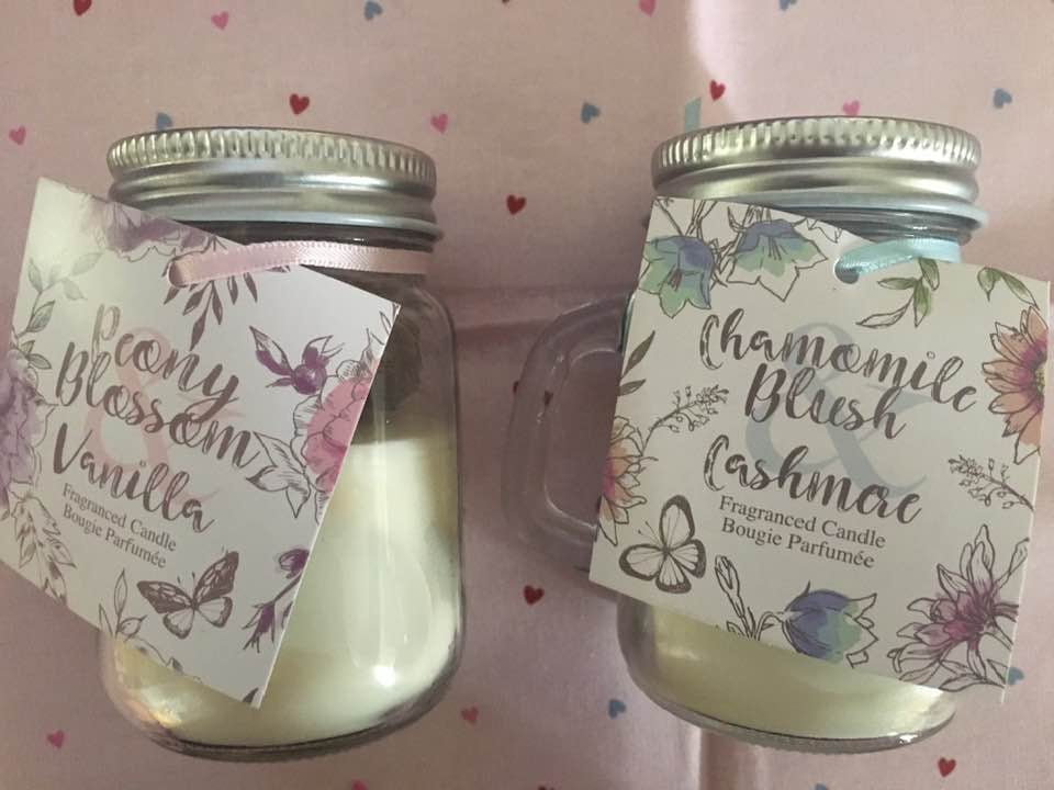 Mini Scented Candle In Glass Jar With Handle(10cm Approx High)