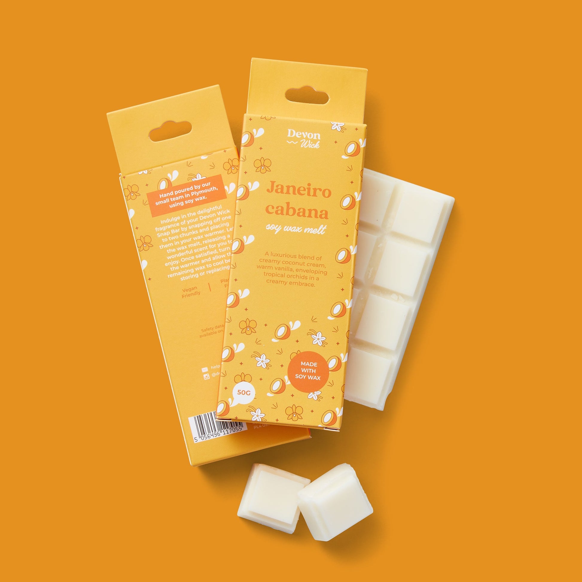 wax bar janeiro cabana snap bar with coconut cream, vanilla, and tropical orchids