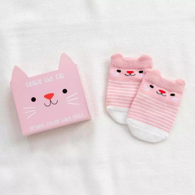 Baby Socks Pink Cat (Pair)