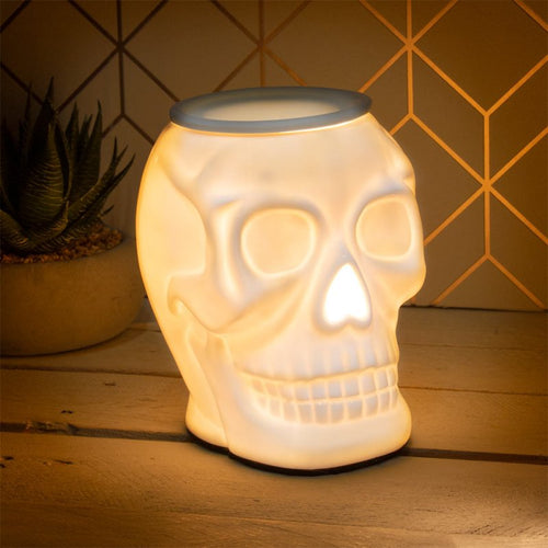 Ceramic Skull Lamp Wax Burner -White