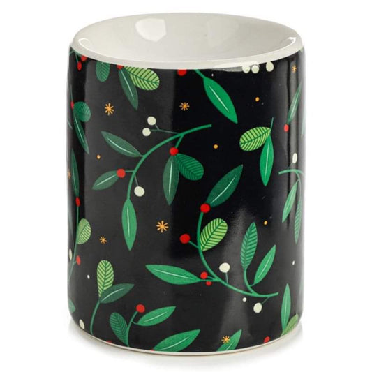 festive christmas oil burner mistletoe pine design