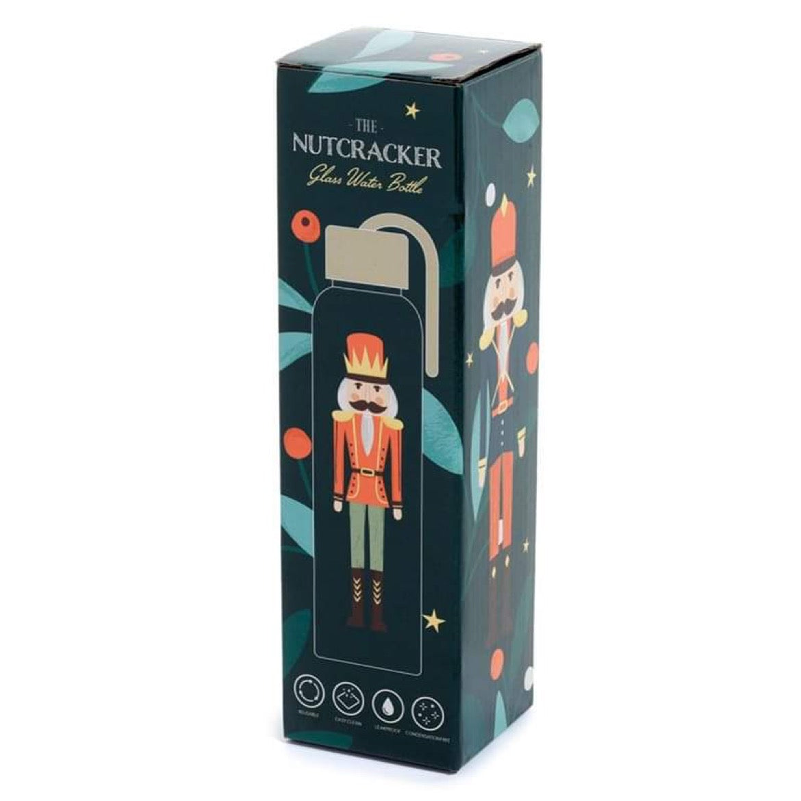 Christmas Nutcracker Glass Water Bottle