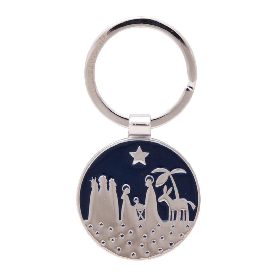 christmas nativity key ring with detailed nativity scene metal festive accessory