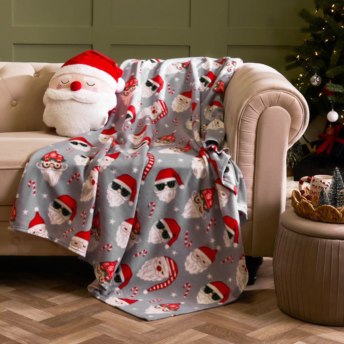 Grey Santa Fleece Throw