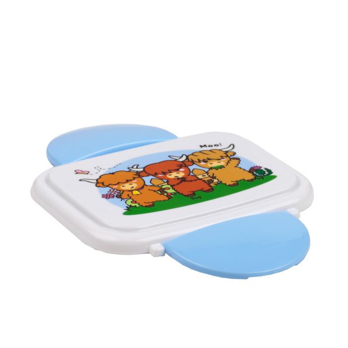 adoramals highland coo bento lunch box lid shown separately displaying character design