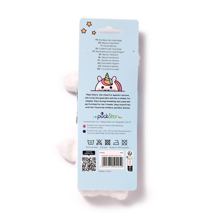 adoracorns astra the unicorn plush beauty headband rear view of packaging information