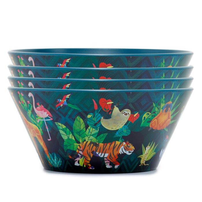 Animal Kingdom Set of 4 RPET Picnic Bowls