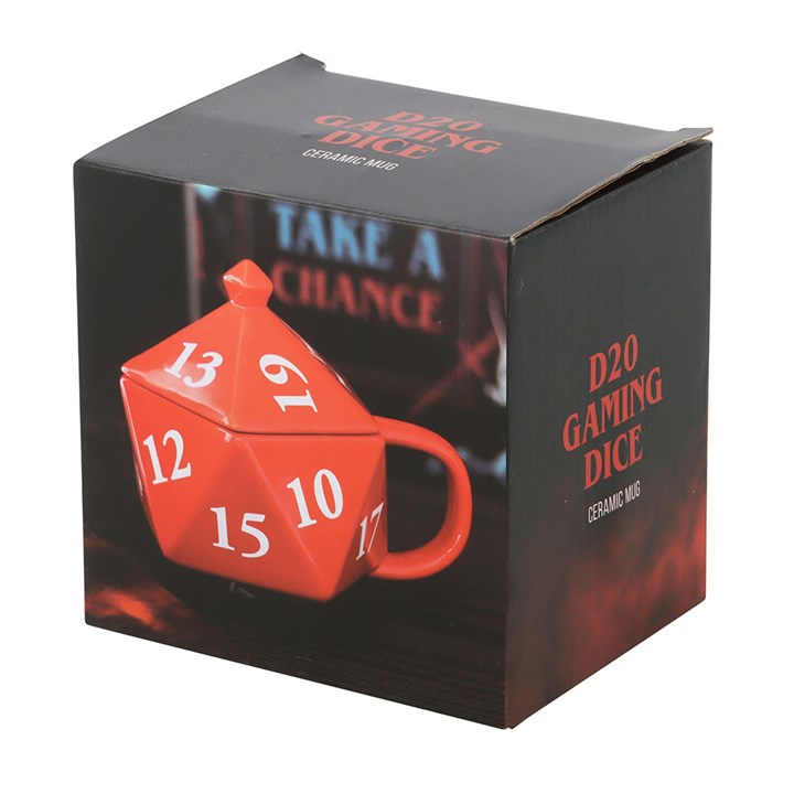 D20 Dice Shaped Ceramic Mug with Lid
