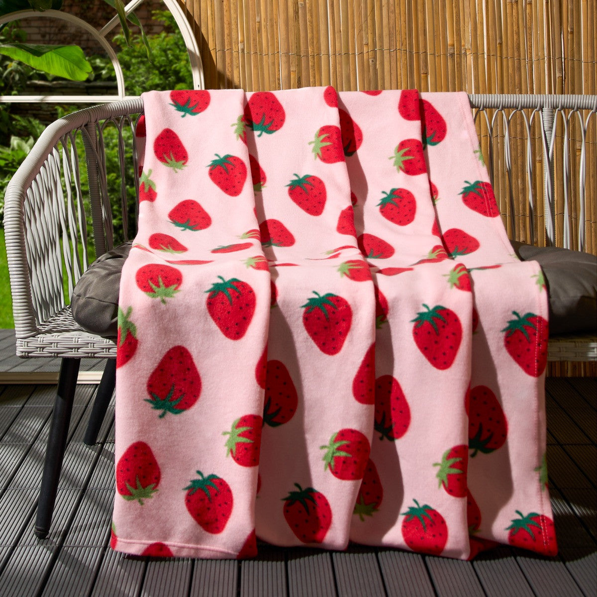 Strawberry Fleece Throw