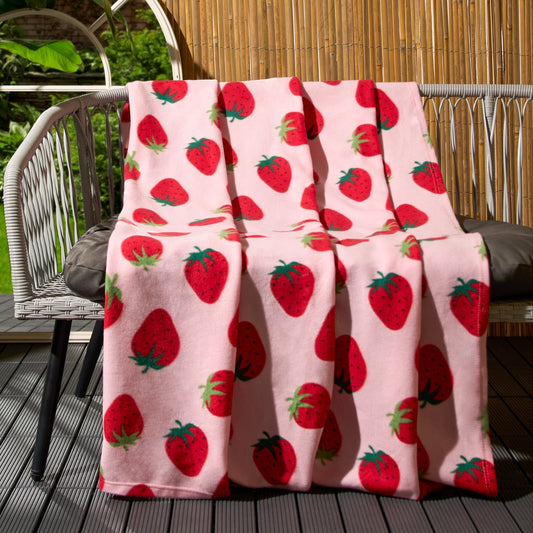 Strawberry Fleece Throw