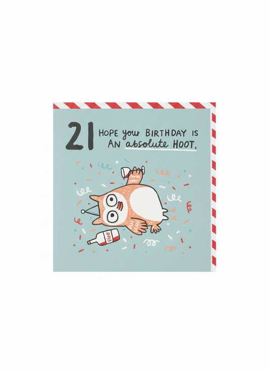 21st Birthday Card Cat & Wine