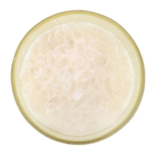 close up of crystal candle for celestial home fragrance styling