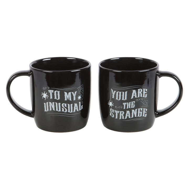 alternative couple mug set shown together highlighting coordinated unusual wording
