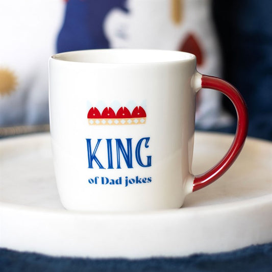 king of dad jokes ceramic mug in home setting novelty drinkware gift