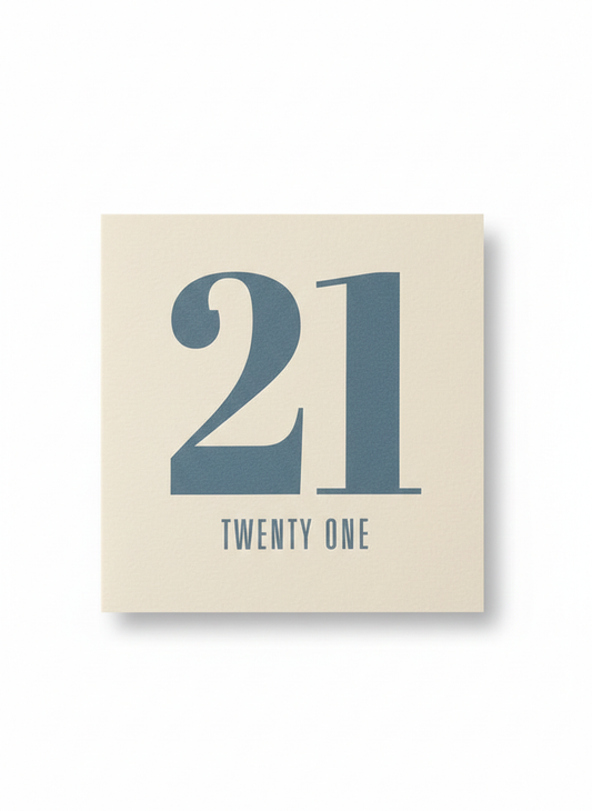 21st Birthday Card - Blue 21