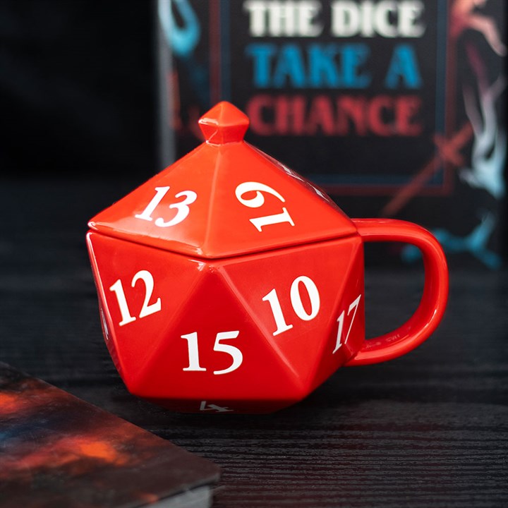 D20 Dice Shaped Ceramic Mug with Lid