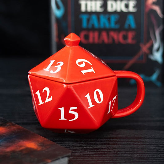 D20 Dice Shaped Ceramic Mug with Lid