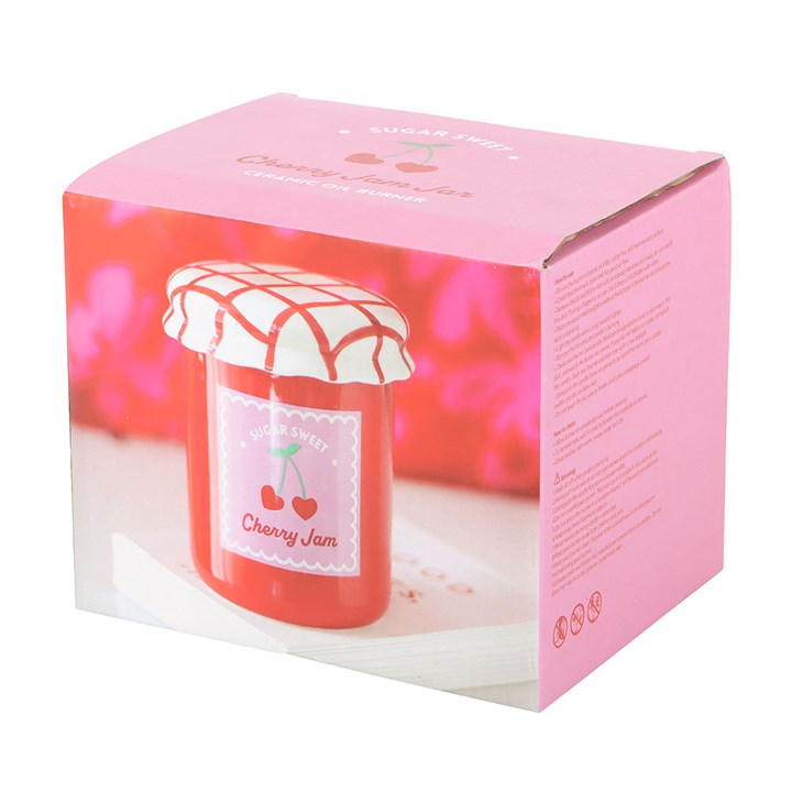 cherry jam jar ceramic oil burner presented boxed ready for gifting