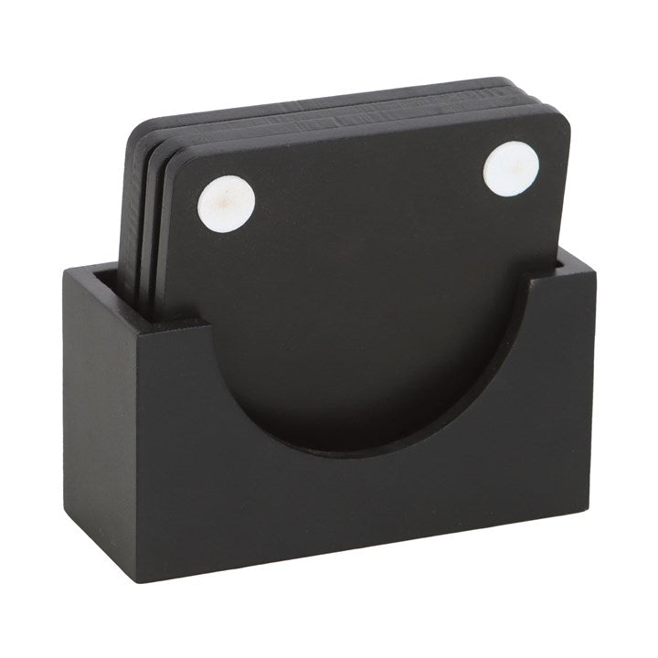 skull coaster set shown from back view stacked upright in holder