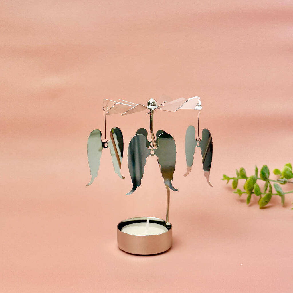 Rotating Angel Spinning Carousel Tea Light Candle Holder