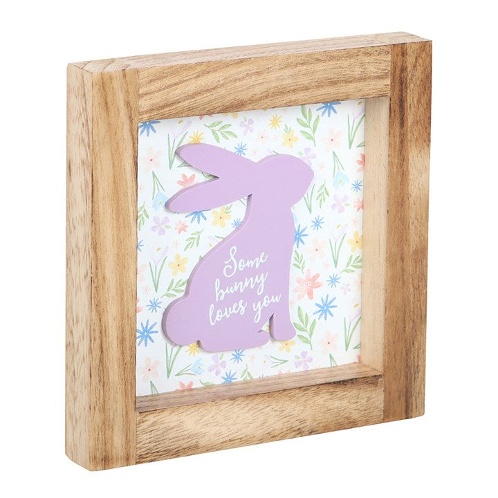 Some Bunny Loves You Purple Rabbit Wooden Framed Sign