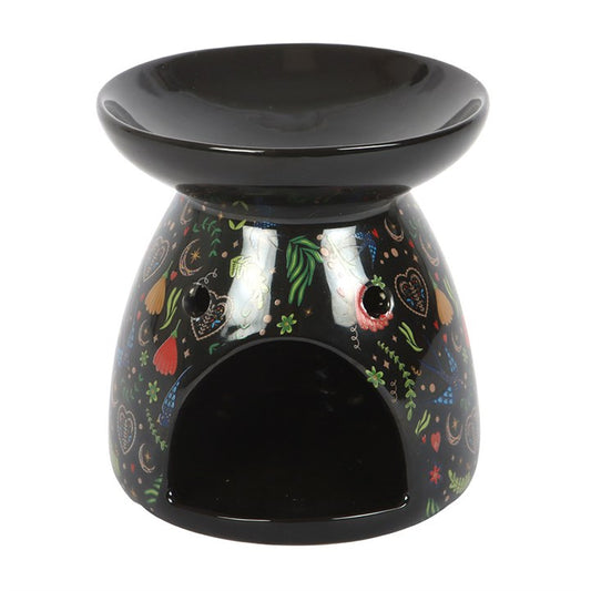 midnight bloom ceramic oil burner back view showing tealight opening