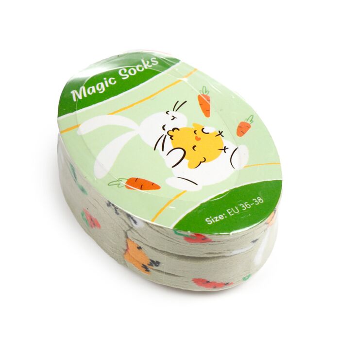 compressed springtime magic socks gift packaging shown from alternative angle