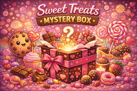 sweet treats mystery box with assorted confectionery items for gifting or surprise indulgence
