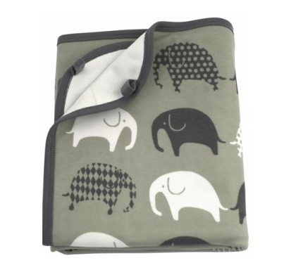 littlephant organic baby blanket laid flat showing full elephant design