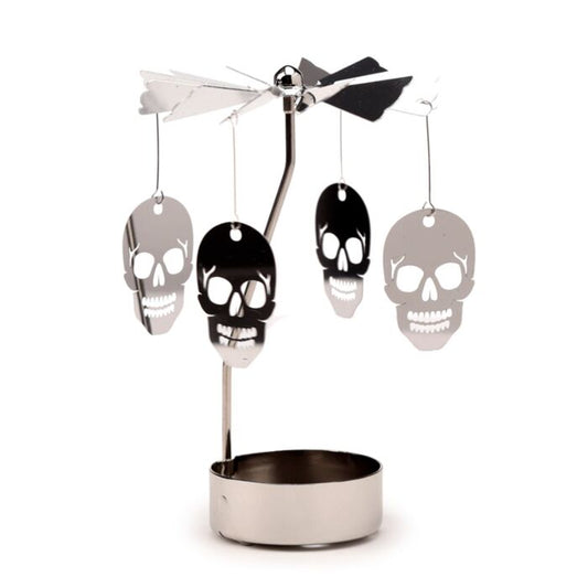 Rotating Skull Spinning Carousel Tea Light Candle Holder
