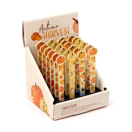 autumn harvest shaped tweezers retail display showing full seasonal themed collection