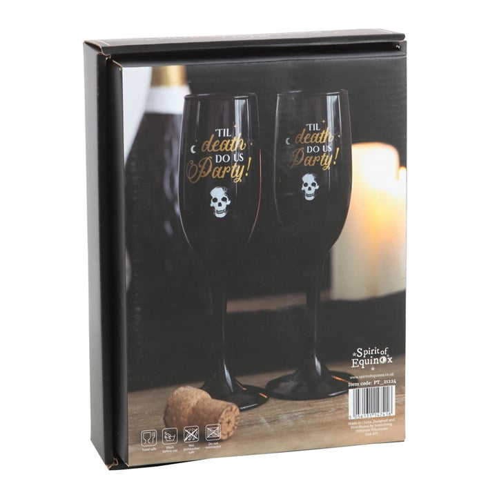 boxed til death do us party champagne flute set presented ready for giftin