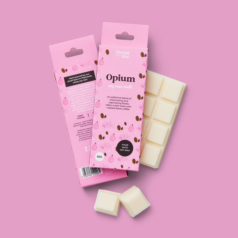 wax bar opium with pear, mandarin, orange blossom, black coffee, cedarwood, and white musk