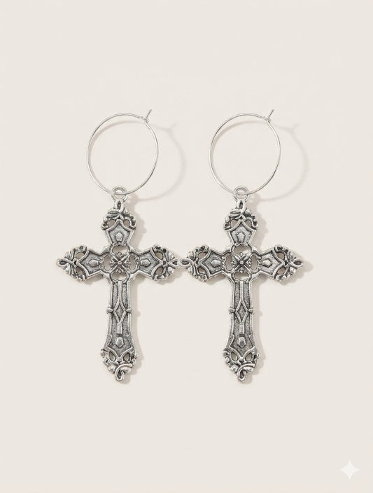 Cross Hoop Earrings