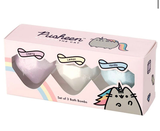 pusheen bath fizzers set of 3 showing boxed gift set front view