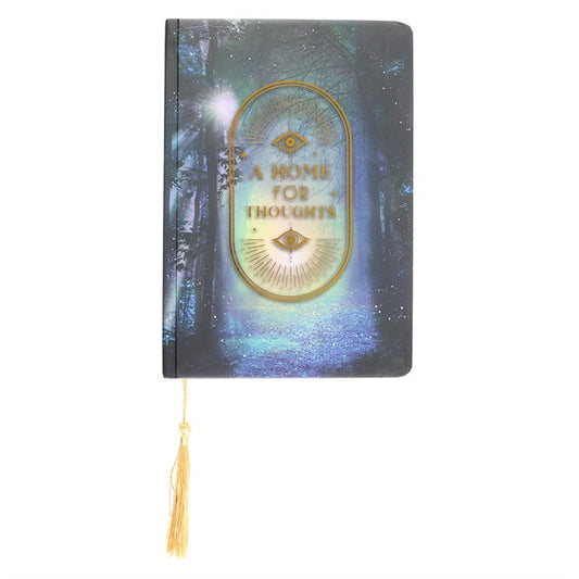 home for thoughts enchanted woods journal front view showing woodland artwork and gold eye