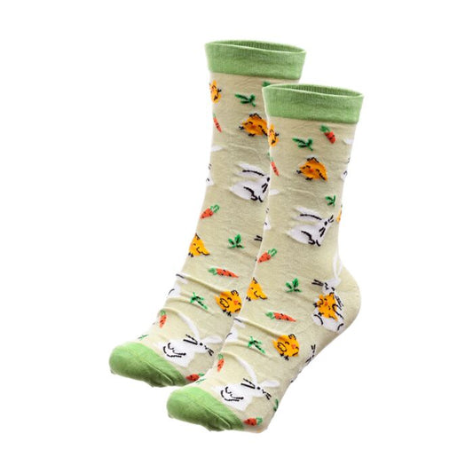 springtime magic socks fully expanded showing seasonal patterned fabric detail
