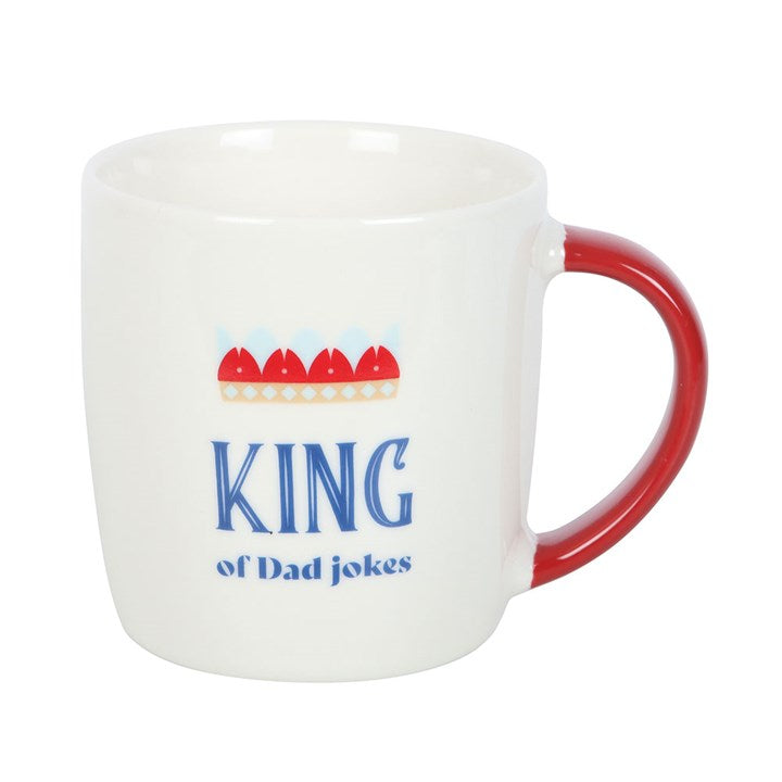 king of dad jokes ceramic mug rear view crown design humorous novelty mug