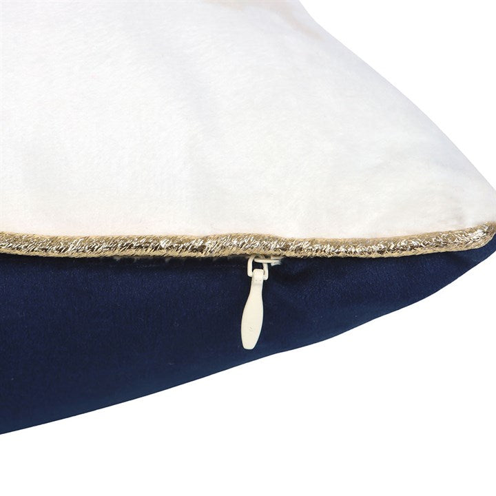 close up of cushion zip detail on king of the sofa novelty cushion