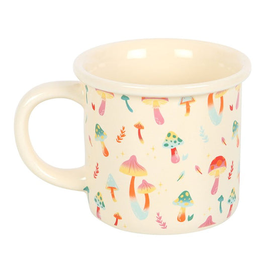 stay groovy mushroom mug shown from side view highlighting playful illustrated artwork
