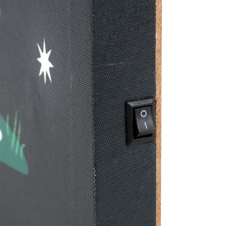 side view of enchanted mushroom canvas showing discreet on off switch