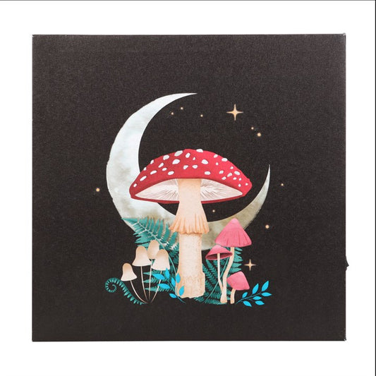 illuminated forest mushroom canvas wall art displaying mystical woodland design