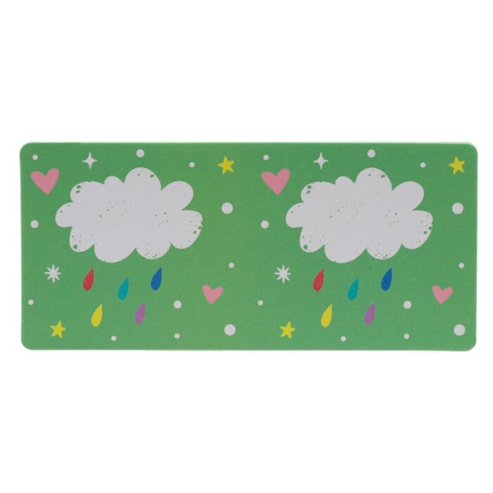 clouds with rain on green grass domino tile from the unicorn magic kids set