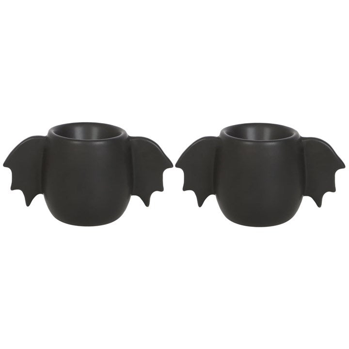 gothic bat wing egg cups displayed highlighting sculpted wing detail and character