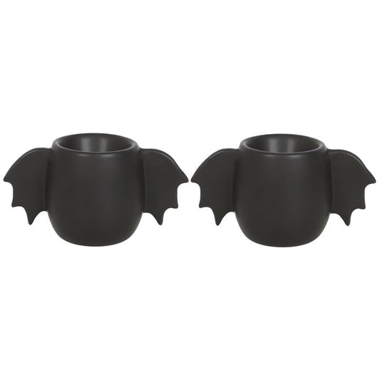 gothic bat wing egg cups displayed highlighting sculpted wing detail and character