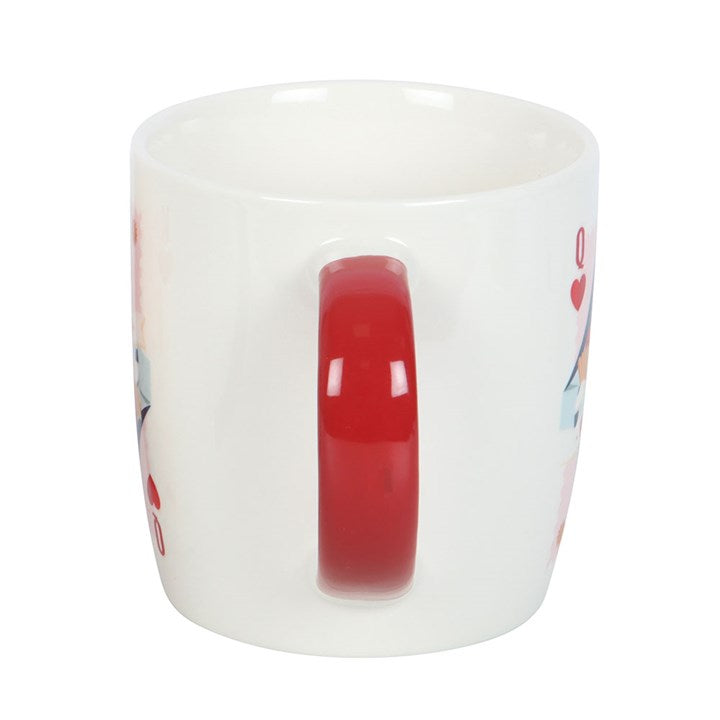 her ladyship playing card mug shown from opposite side displaying handle design