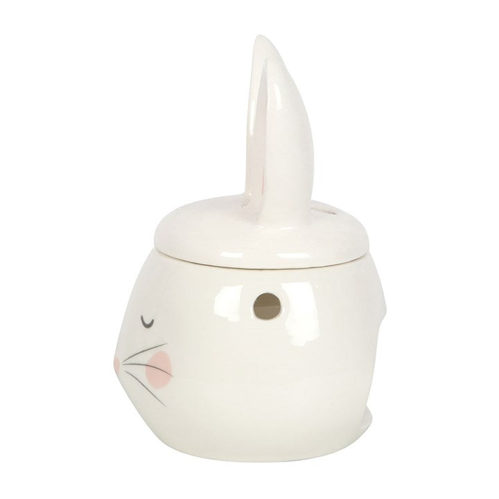 side view of bunny oil burner highlighting sculpted design and fragrance bowl