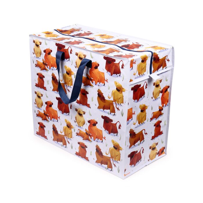 view of hairy coos highland coo laundry storage bag exterior material