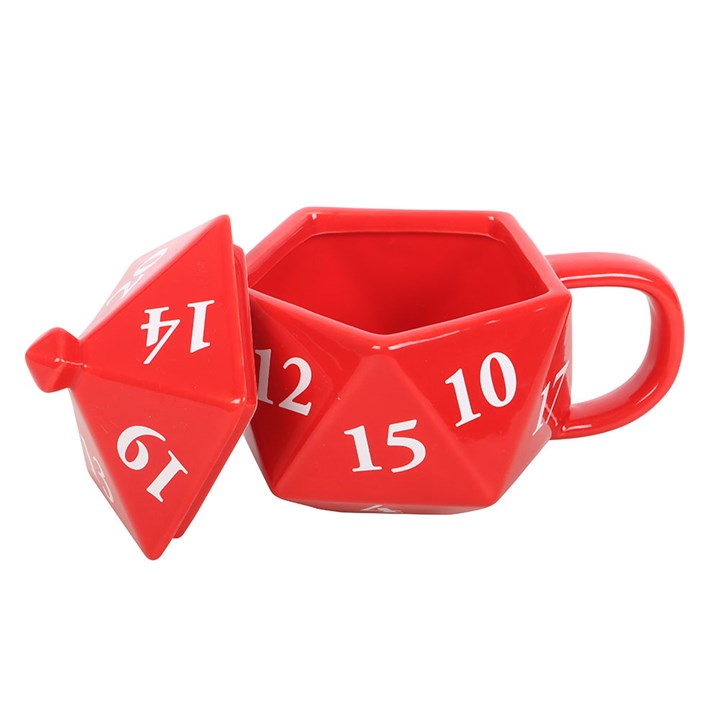 D20 Dice Shaped Ceramic Mug with Lid